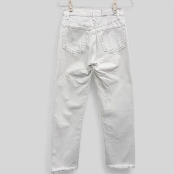 NWT Re/Done x LEVI'S High Rise Straight Leg Ankle Crop Raw Hem Jeans In White 29 - Picture 3 of 5